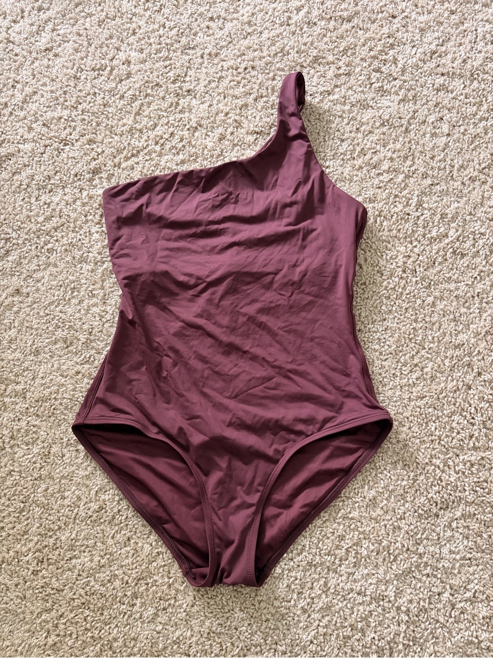 Andie Swim Nantucket One-Shoulder Maillot Swimsuit in Deep Plum Sz Small